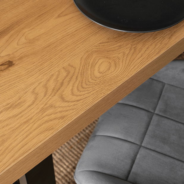 Rozkládací jídelní stůl Tomko (dub zlatý + černá) (pro 6-8 osob)