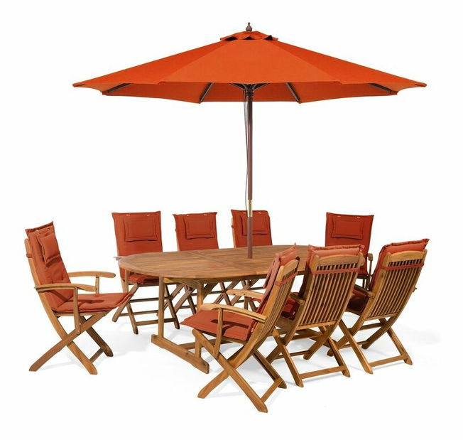 Zahradní jídelní sada Mali (tmavě červená) (s deštníkem)
