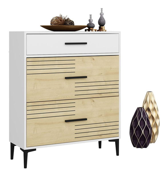  Konzolový stolek Kebose (bílá + dub safírový)