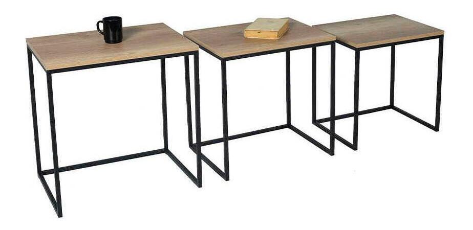 Set 3ks. konferenčních stolků Lepuki (ořech + černá)