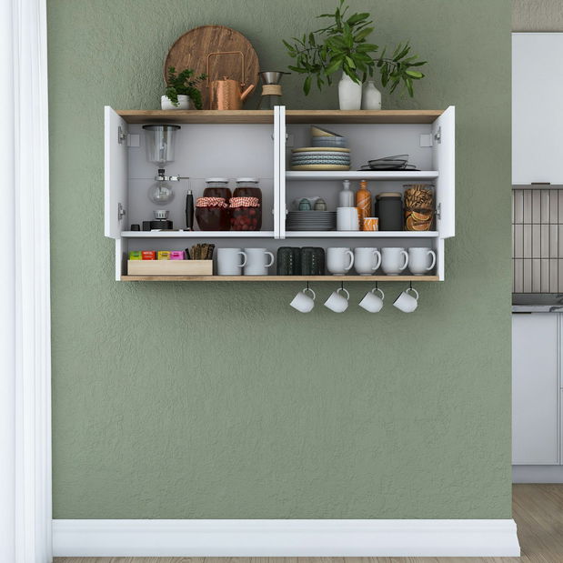 Kuchyňská horní skříňka Jeano (ořech + bílá)