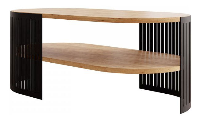 Konferenční stolek kulatý Zinzit II (černá/dub craft zlatý) *bazar