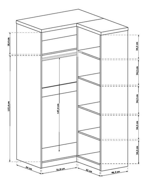 Šatní skříň Titanus 25 (dub lefkas)