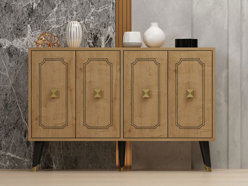 Skříňka Dubepi 3 (dub safírový + zlatá)