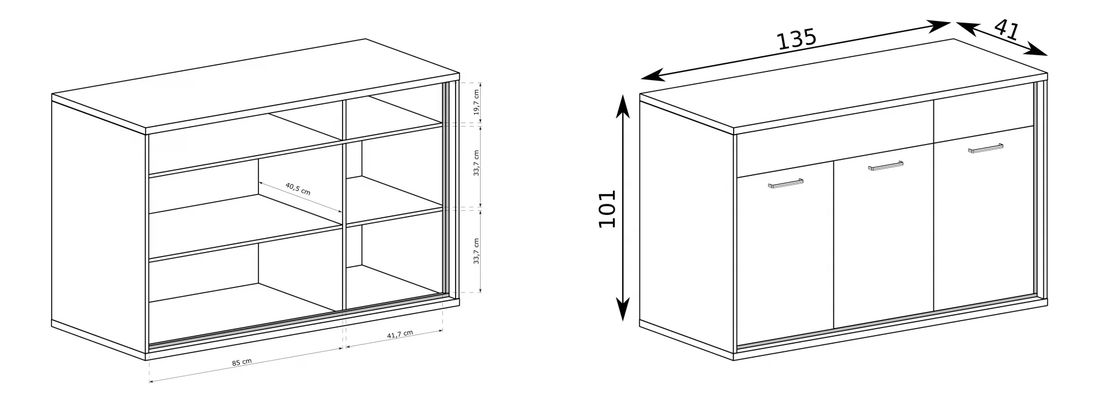 Komoda Milley 07 (s LED osvětlením) (hikora)