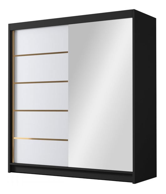 Šatní skříň s posuvnými dveřmi Bratoke III 180 (kašmír + zlatá) (se zrcadlem)