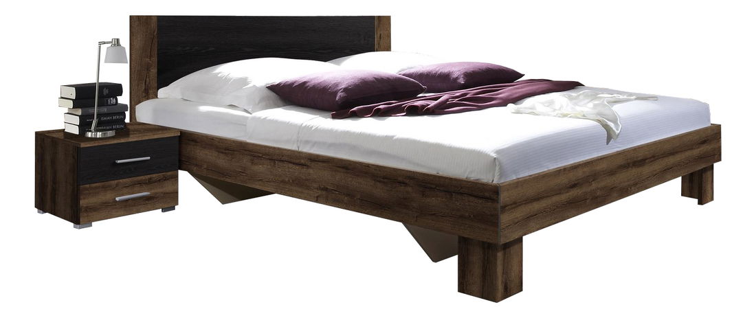 Manželská postel 160 cm Verwood Typ 51 (monastery + černá) (s noč. stolky)