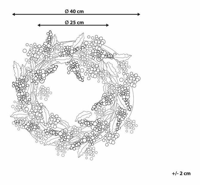 Věnec na dveře ø 40 cm Pru (červená)