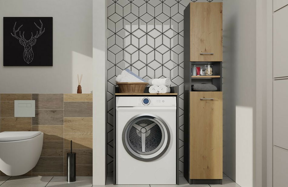 Koupelnová skříňka Maestra 5 (antracit + dub artisan)