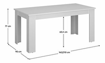 Rozkládací jídelní stůl 160 ERODIO (bílá) (pro 6-8 osob)