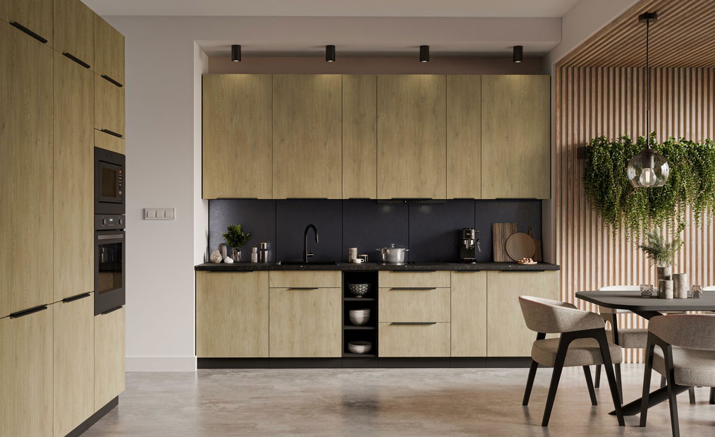 Kuchyně 300 cm Carminia 4 (dub cremona + černá)