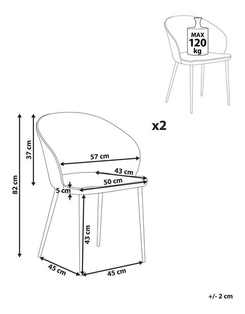 Set 2 ks jídelních židlí Masza (béžová)