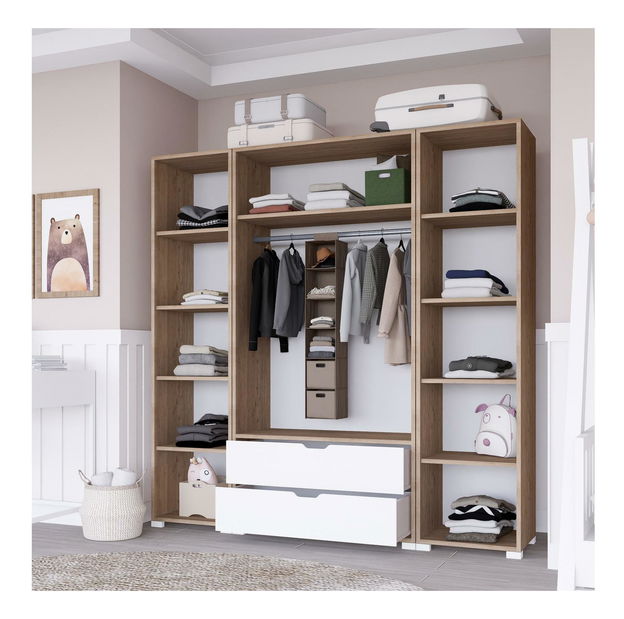 Šatní skříň Nisae 24 (ořech světlý + bílá)