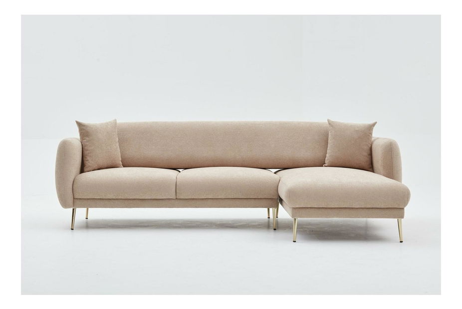 Rohová sedačka Simeon (P) (béžová + zlatá)