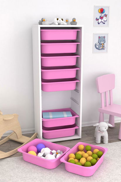 Organizér na hračky Dremonka 11 (růžová + bílá)