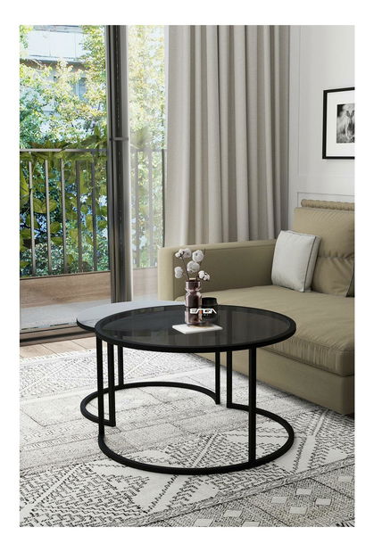 Konferenční stolek Borra (kouřová + mramor + bílá) *bazár