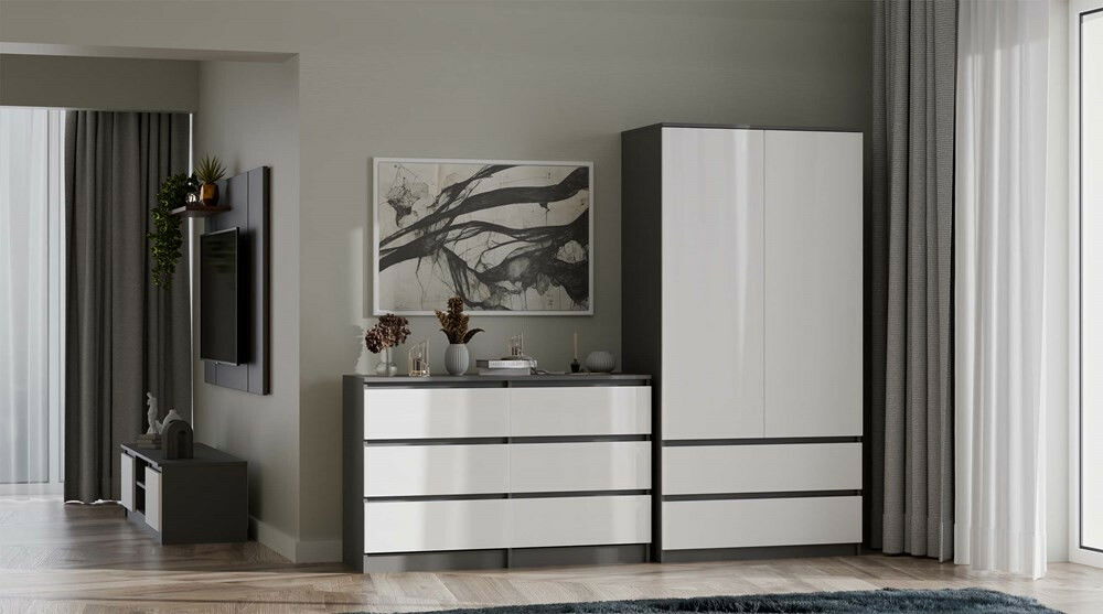 Komoda Musecalo 6 120 (antracit + bílá)