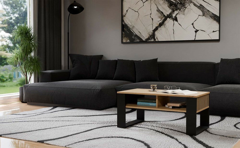 Konferenční stolek Maduro Slim 1 (dub artisan + černá)