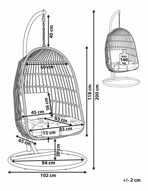 Závěsné křeslo Aileen (přírodní)