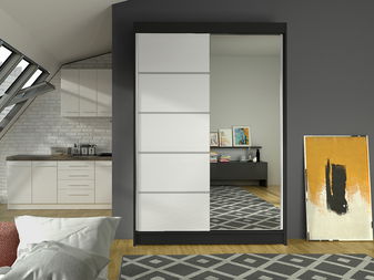 Šatníková skříň Lawana 3 (černá + bílá)