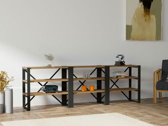 Konzolový stolek Mebapu (ořech + černá)