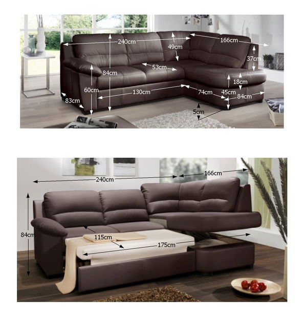 Kožená rohová sedací souprava Dano (P)