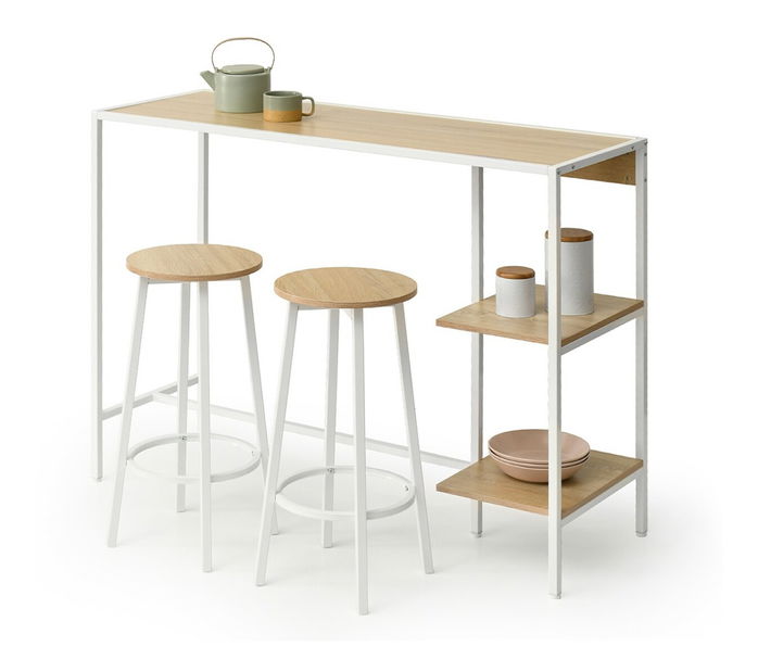 Barový set Everet (sonoma + bílá) (pro 2 osoby) *bazar