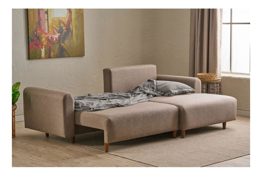 Rohová sedací souprava Minty (P) (hnědá)