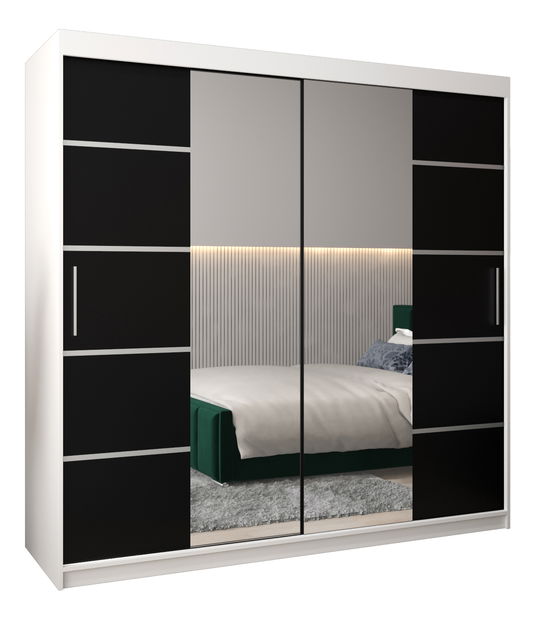 Šatní skříň 200 cm Verika 4 200 (bílá + černá)