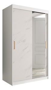 Šatní skříň 120 cm Marbelo T2 (matná bílá + bílý mramor)