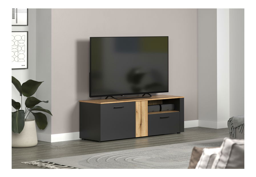 TV skříňka Esferas (grafit + dub evoke)