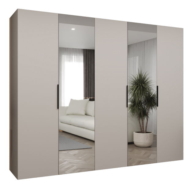 Šatní skříň 250 cm Mirabella 2 (kašmír + černá)