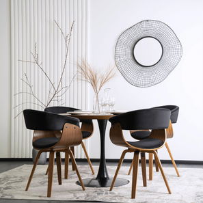 Jídelní set Leyes 2 (ořech + černá) (pro 4 osoby)
