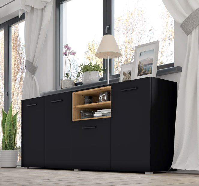 Skříňka Anikka 198 (dub artisan + matná černá)