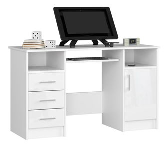 PC stolek Aziza (bílá + lesk bílý)