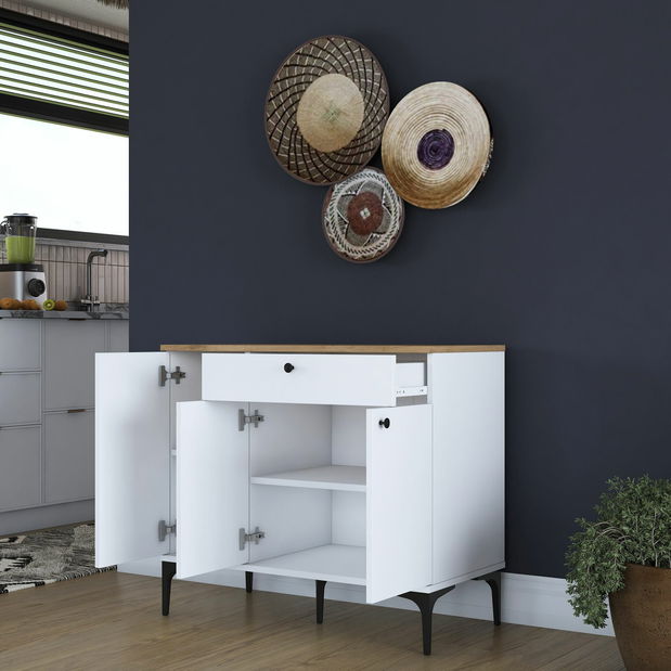 Komoda Jette 94 (ořech + bílá)