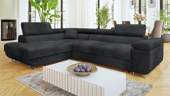 Rohová sedačka Terazuro Premium (černá) (s úl. prostorem) (L)