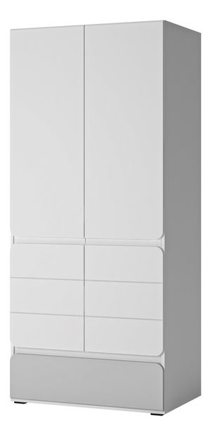 Šatní skříň Albunus S02 (bílá alpská + lesk šedý)