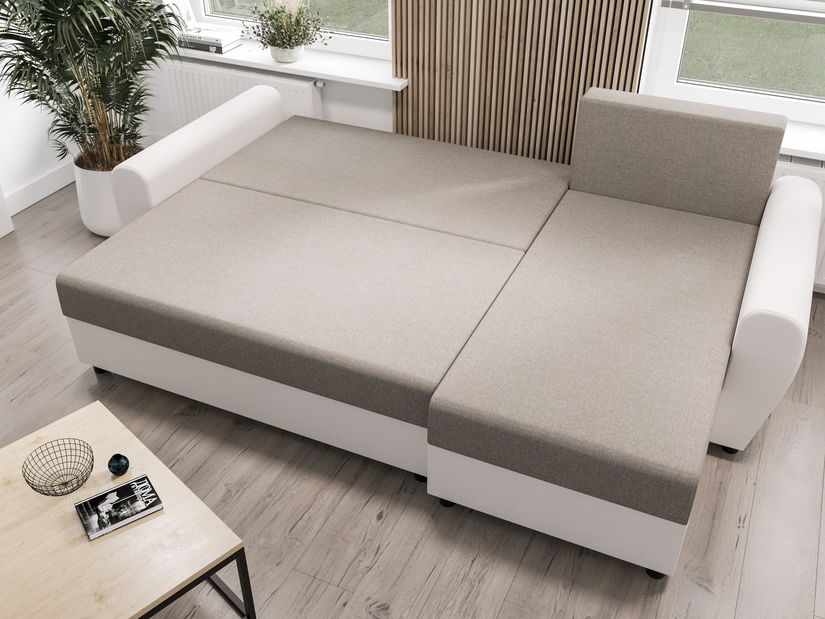 Rohová sedací souprava Fleur L (krémová + šedá) (P)