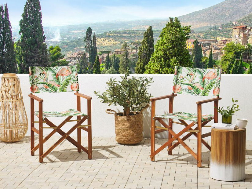 Sada 2 potahů na zahradní lehátko Ciala (vzor plameňáků)