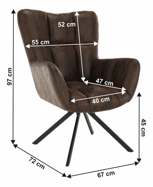 Dizajnové křeslo Komand (hnědá)