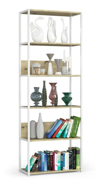 Regál Loriana IV (bílá + dub artisan)