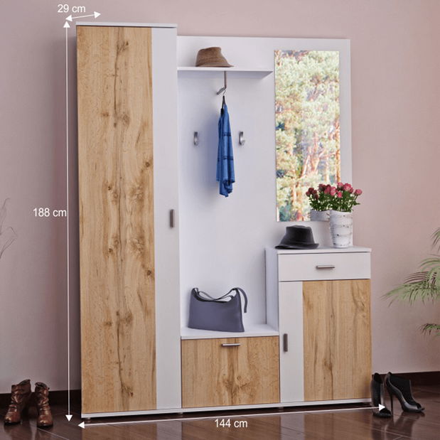 Předsíň Precua (bílá + dub wotan)