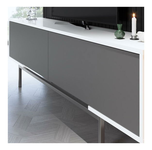 TV stolek/skříňka Flair 3 (antracit + bílá + stříbrná)