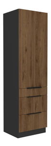 Vysoká kuchyňská skříň Monzesa 60 DKS 210 3S1F (ořech okapi + černá)
