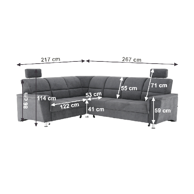Rohová sedací souprava Stan (šedá) (L)