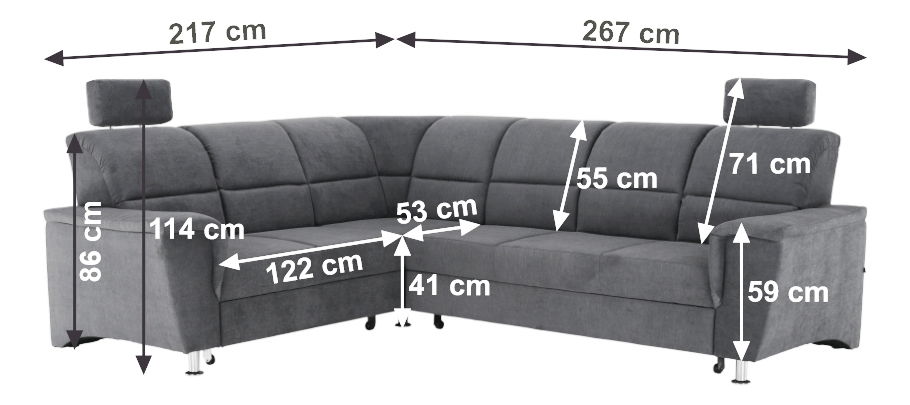 Rohová sedací souprava Stan (šedá) (L)