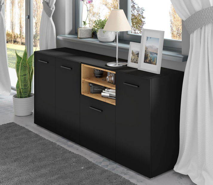 Skříňka Anikka 198 (dub artisan + matná černá)