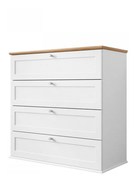 Komoda Fritz 4SZ (bílá + dub lefkas)