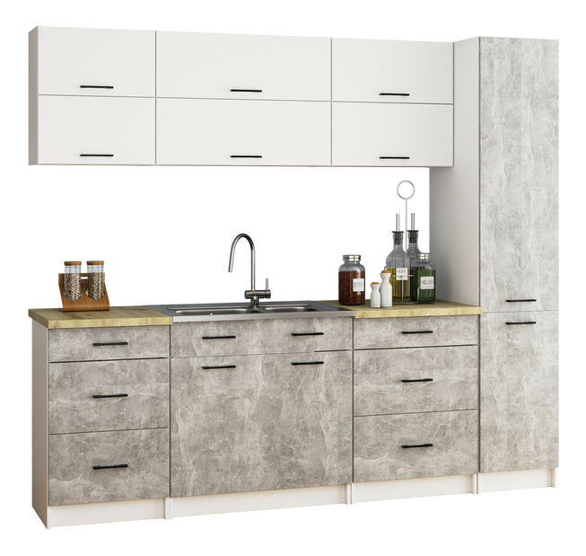 Kuchyňská skříňka na potraviny Organo S 40/205 (bílá + beton)
